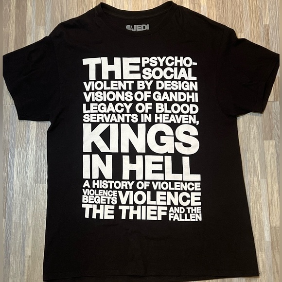 Jedi Mind Tricks Black T Shirt Mens Large Raw Rap Hip Hop Rap Kings in Hell - Picture 1 of 3